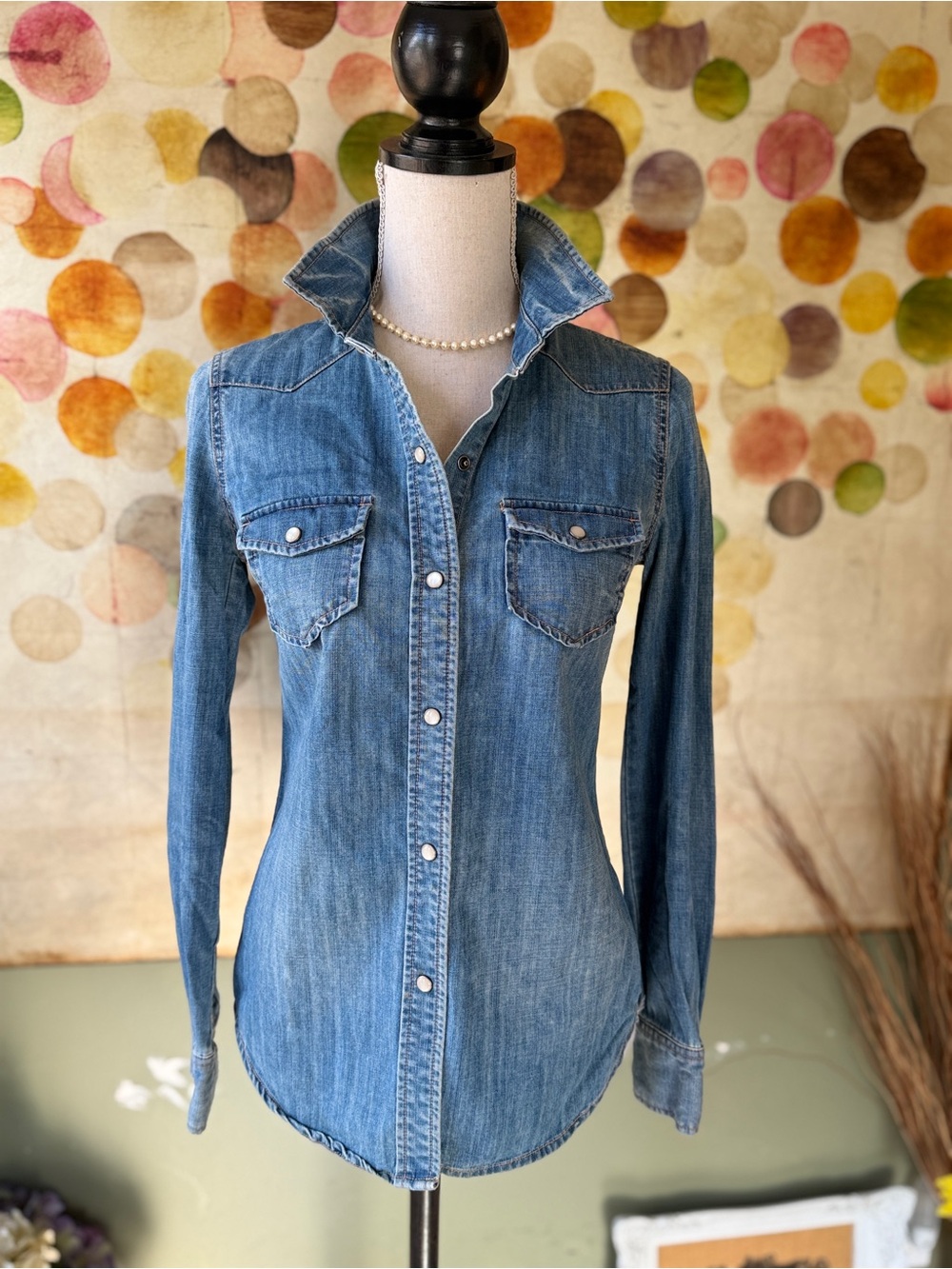 J. Crew Denim Button-Front Shirt - Picture 2 of 14